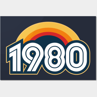 Vintage 1980 Retro Graphic Design - Classic 80s Rainbow Logo Posters and Art